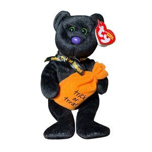 Ty Beanie Babies Trickster Halloween Bear Plush With Trick Or Treat Bag 2008